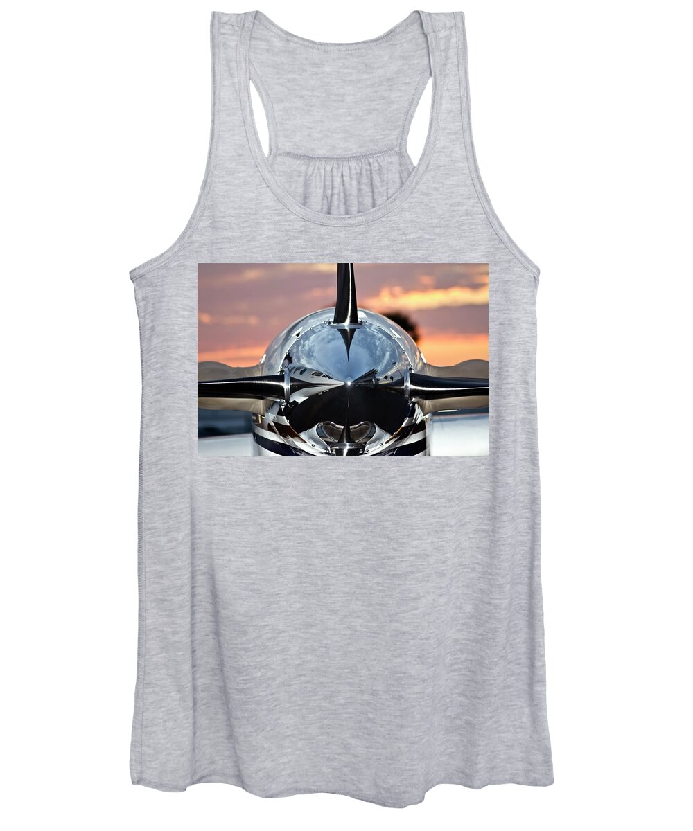 Airplane Women's Tank Top featuring the photograph Airplane at Sunset by Carolyn Marshall