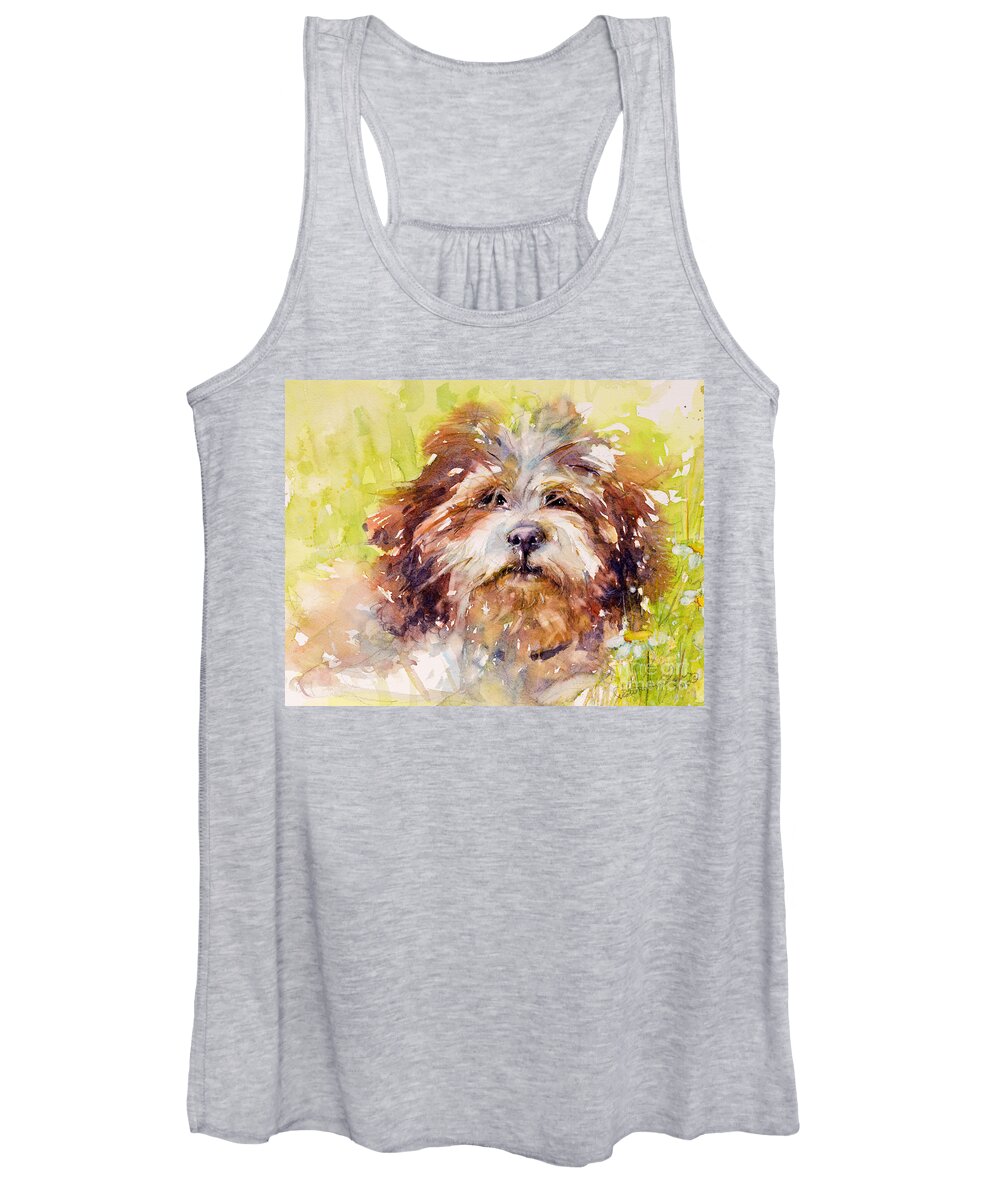 Dog Women's Tank Top featuring the painting Jolly June by Judith Levins
