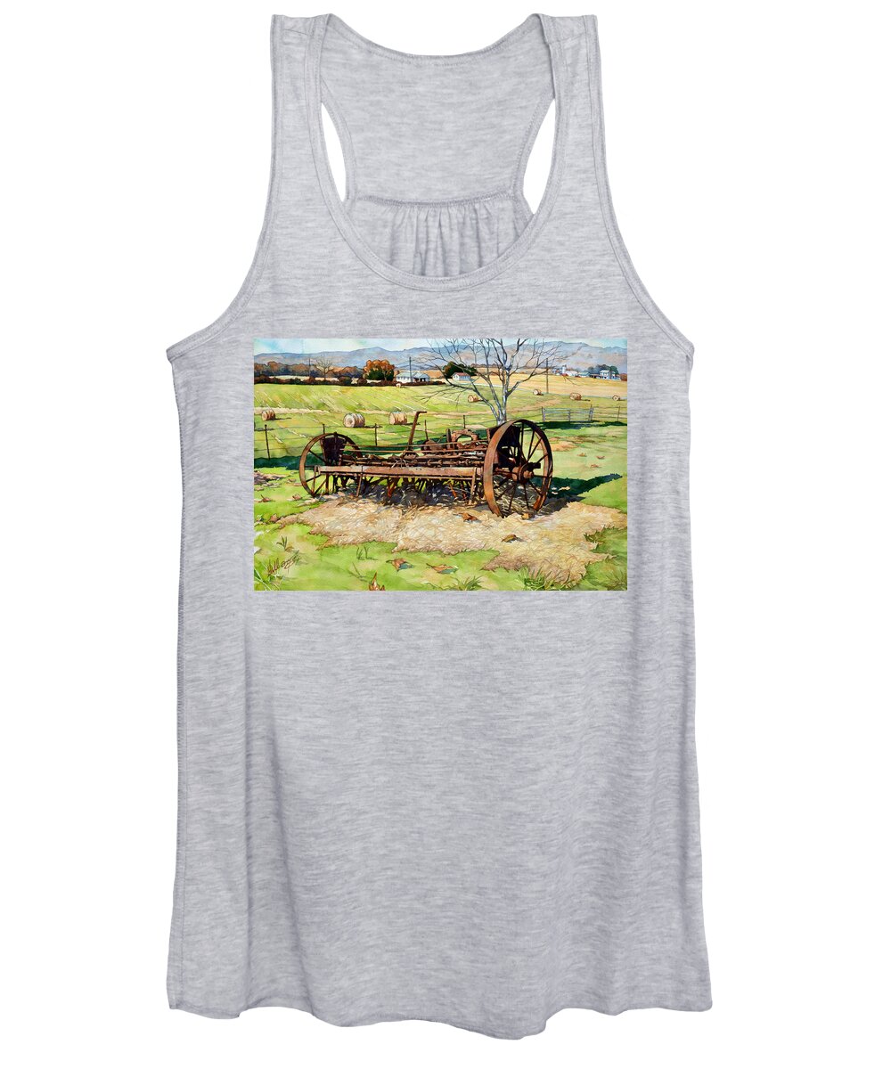 Watercolor Women's Tank Top featuring the painting Joy of Rust by Mick Williams