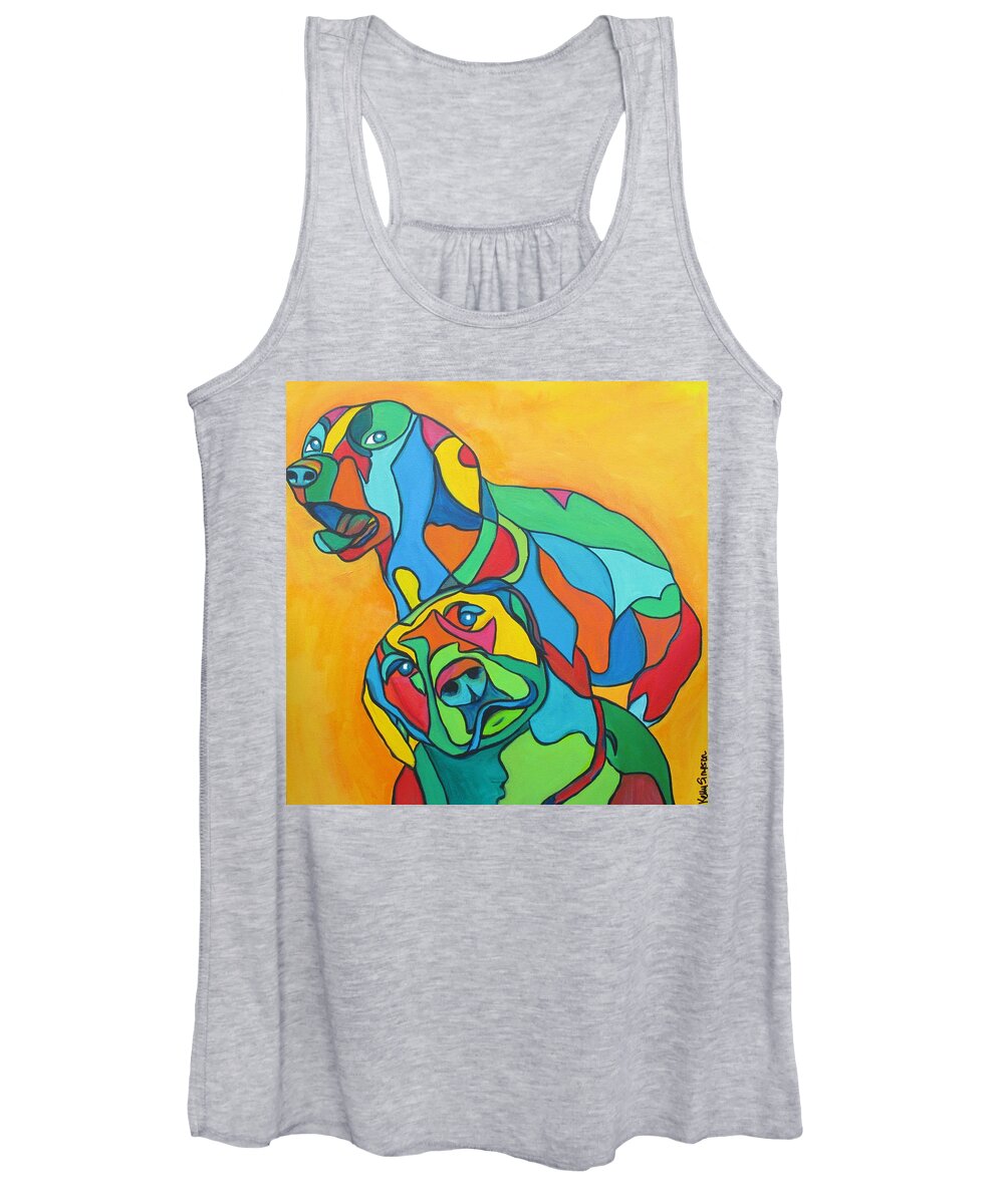 Pet Portraits Women's Tank Top featuring the painting Katie and Turk by Kelly Simpson Hagen
