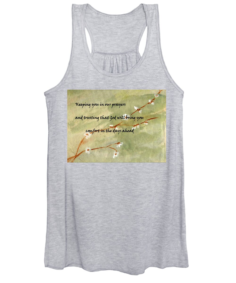 Sympathy Women's Tank Top featuring the painting Keeping you in our prayers by Linda Feinberg