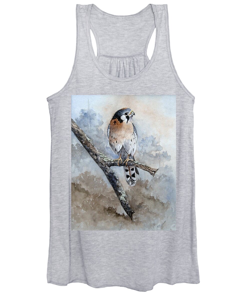 Bird Women's Tank Top featuring the painting Kestrel Perch by Mary McCullah