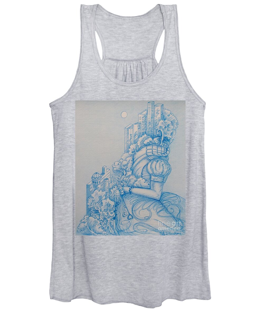 City Life Women's Tank Top featuring the drawing Keys To The City by Judy Henninger