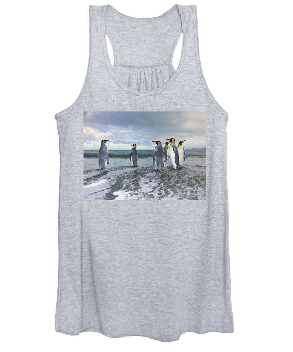00345357 Women's Tank Top featuring the photograph King Penguin In The Surf by Yva Momatiuk John Eastcott
