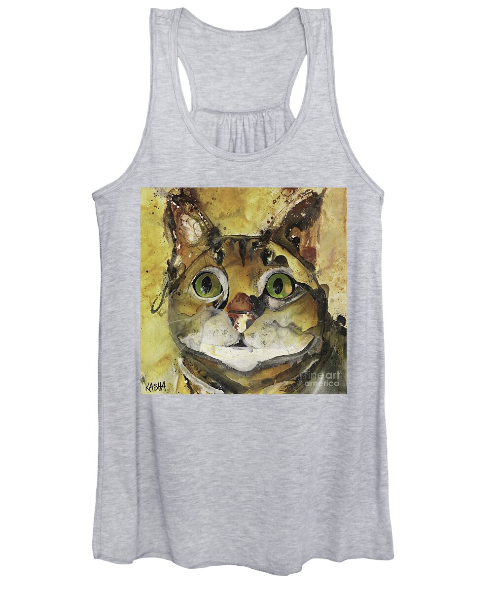 Cat Women's Tank Top featuring the painting Lady-Lily by Kasha Ritter