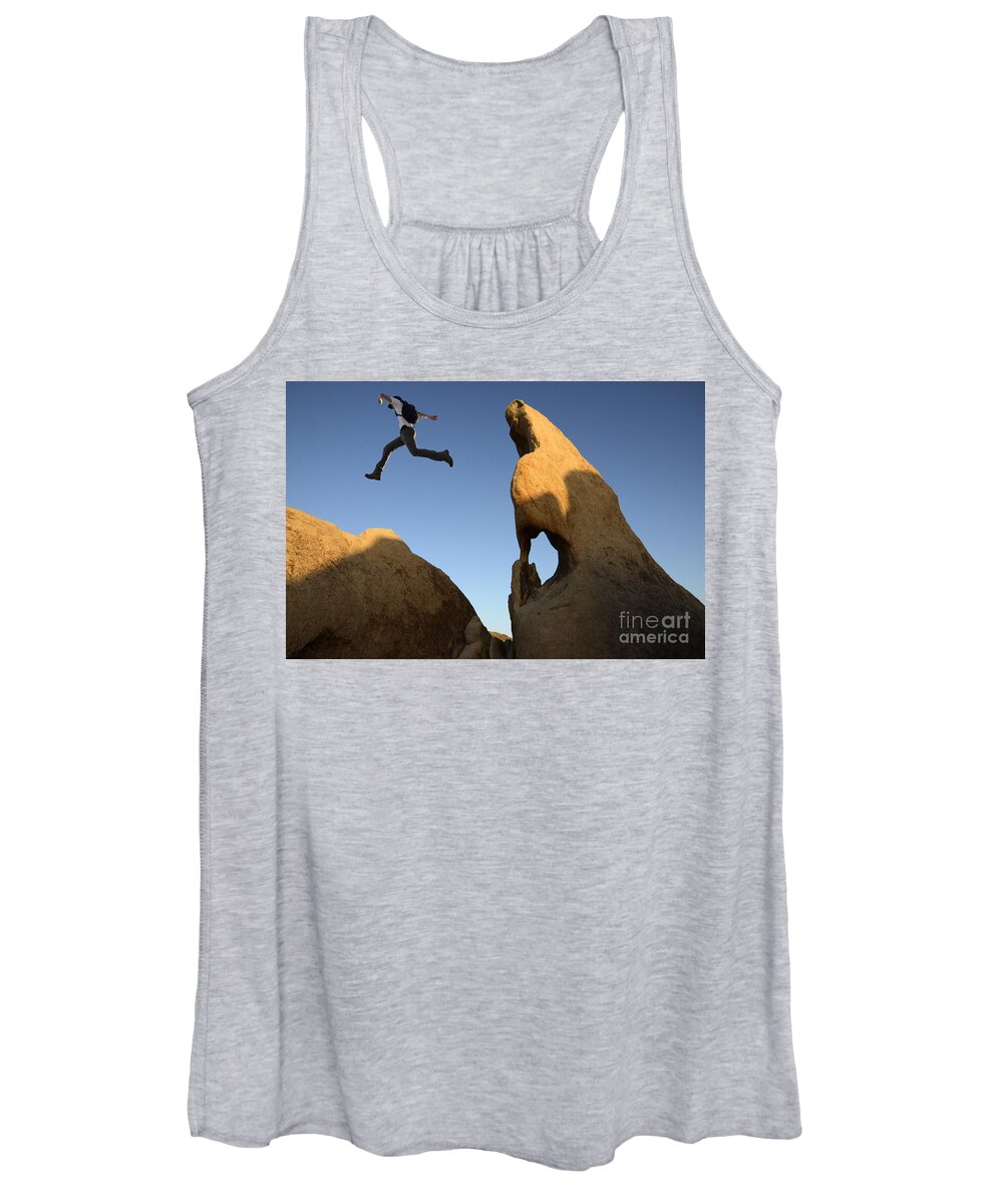 Leap Women's Tank Top featuring the photograph Leap Of Faith by Bob Christopher
