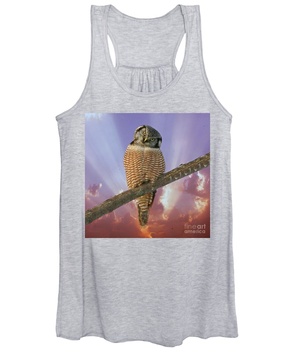 Hawk Owl Women's Tank Top featuring the photograph Lest ye be judged by Heather King