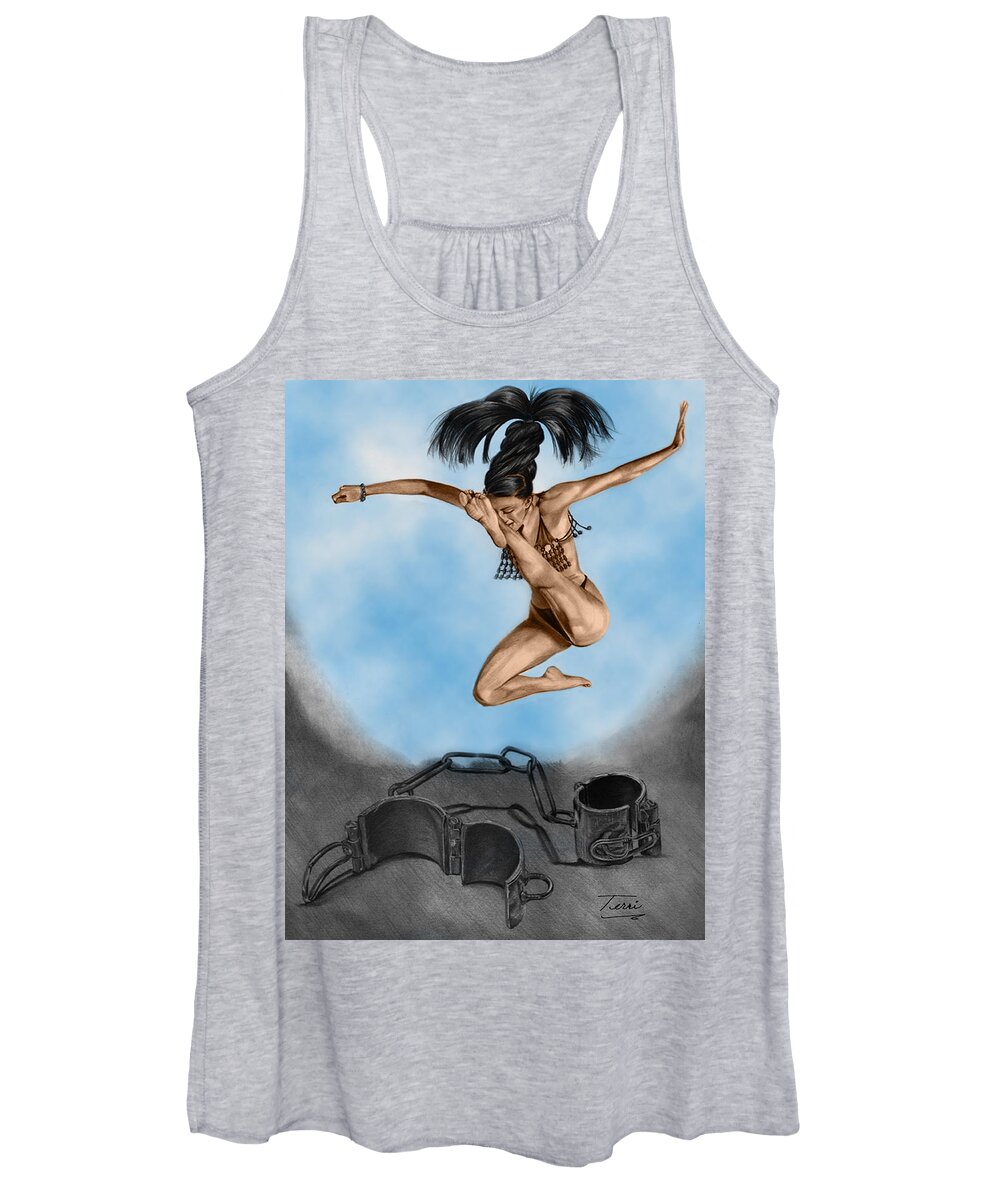 Hair Women's Tank Top featuring the drawing Liberte by Terri Meredith