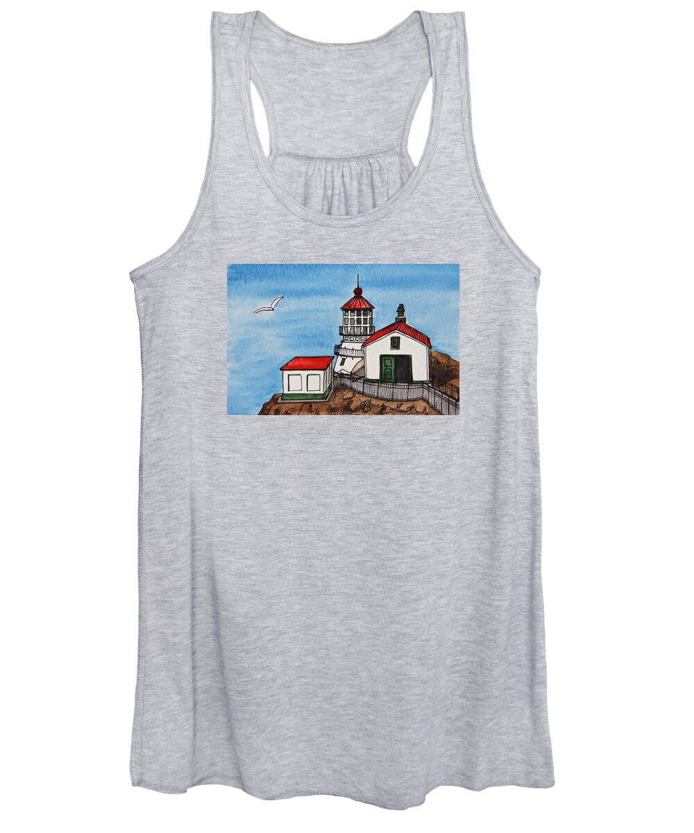 Lighthouse Women's Tank Top featuring the painting Lighthouse by Masha Batkova