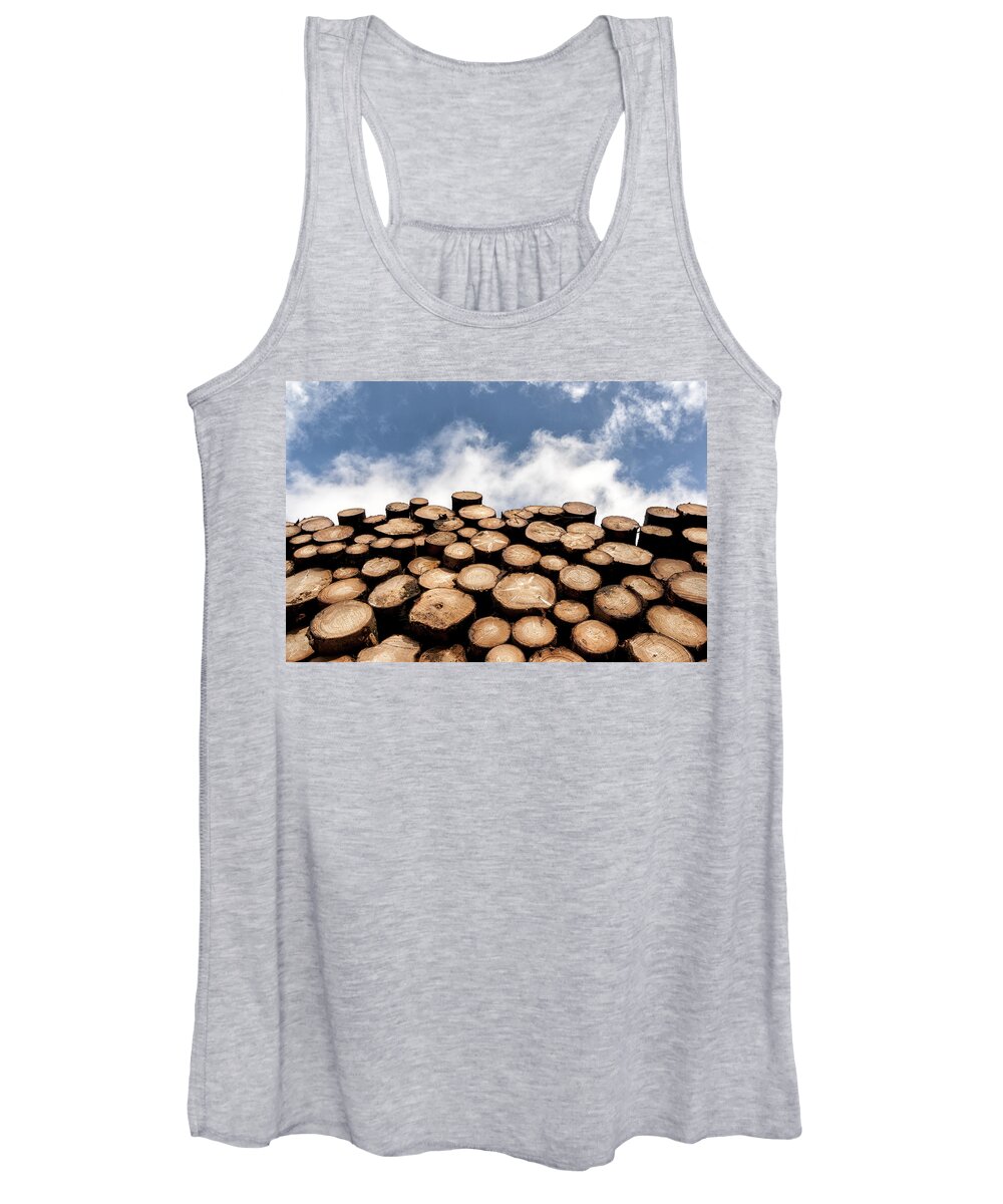 Log Wood Women's Tank Top featuring the photograph Logs by Mike Santis
