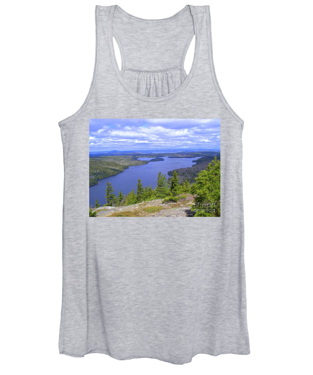 Long Lake Women's Tank Top featuring the photograph Long Pond atop Beach Mountain by Elizabeth Dow