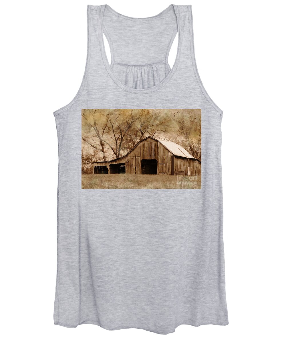 Old Wooden Barn Women's Tank Top featuring the photograph Lost In The Past by Betty LaRue