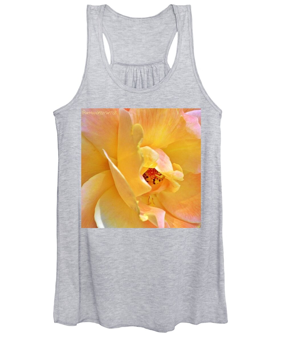 Yellow Women's Tank Top featuring the photograph Lovely Yellow And Peach Rose by Anna Porter