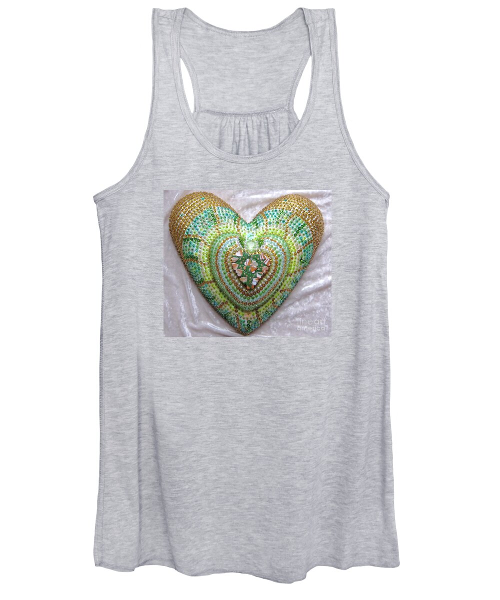 Lucky Clover Hearts Women's Tank Top featuring the relief Lucky clover hearts by Heidi Sieber