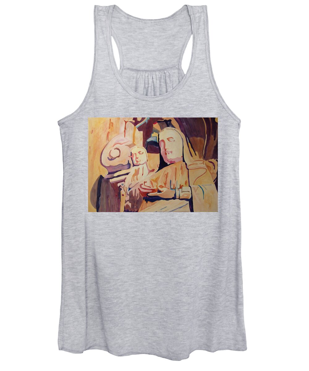 Madonna Women's Tank Top featuring the painting Madonna and Child by Terry Holliday