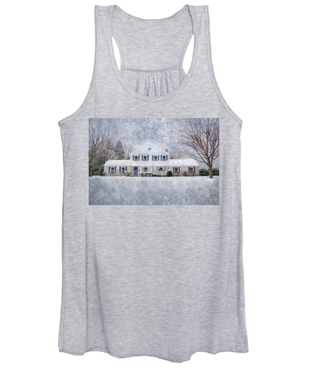 Christmas Women's Tank Top featuring the photograph Wintry Holiday by Shelley Neff