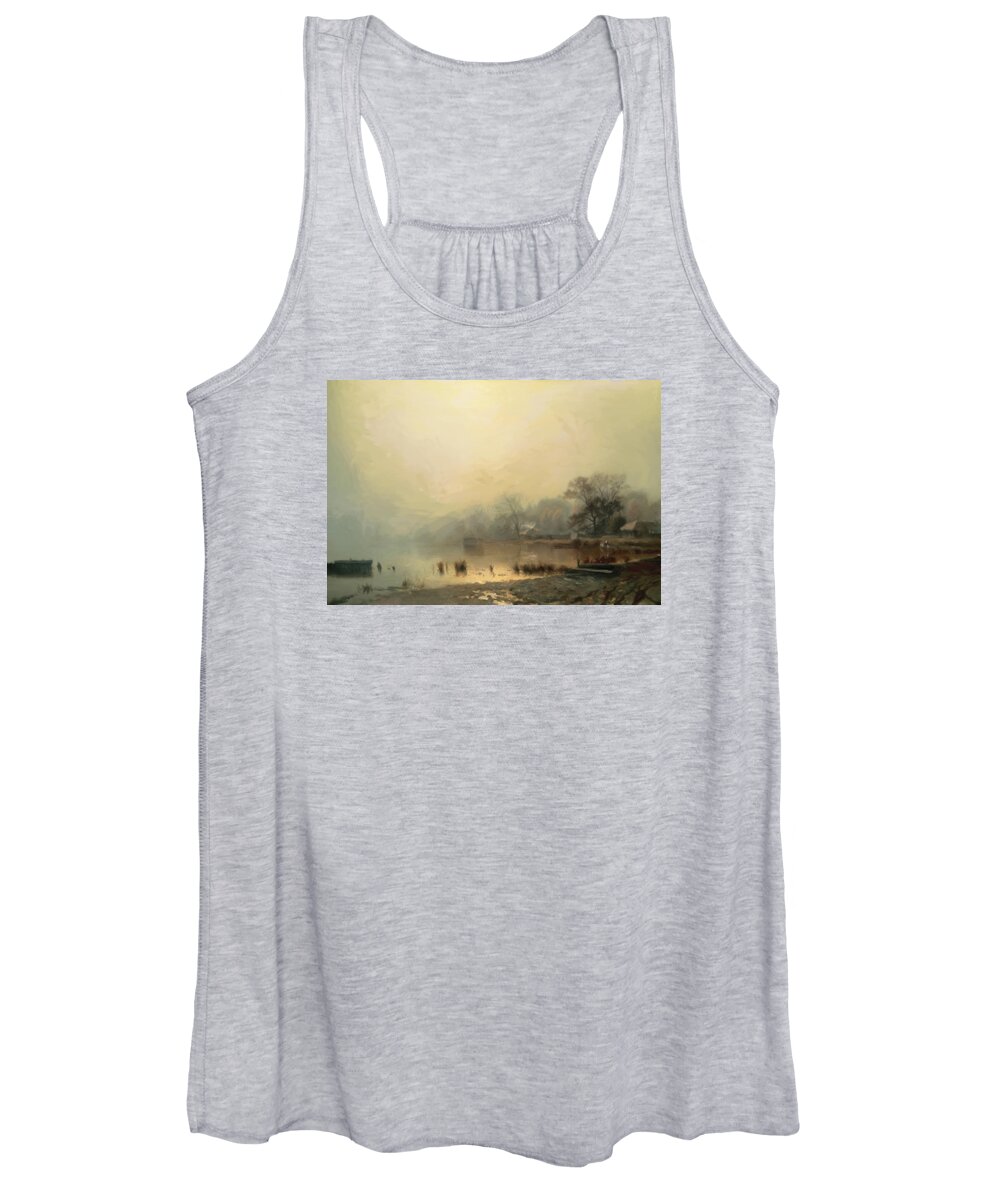 Impressionism Women's Tank Top featuring the painting Mist In The Morning by Georgiana Romanovna