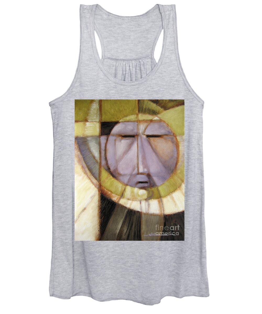 Mask Women's Tank Top featuring the painting Moonmask by Randy Wollenmann