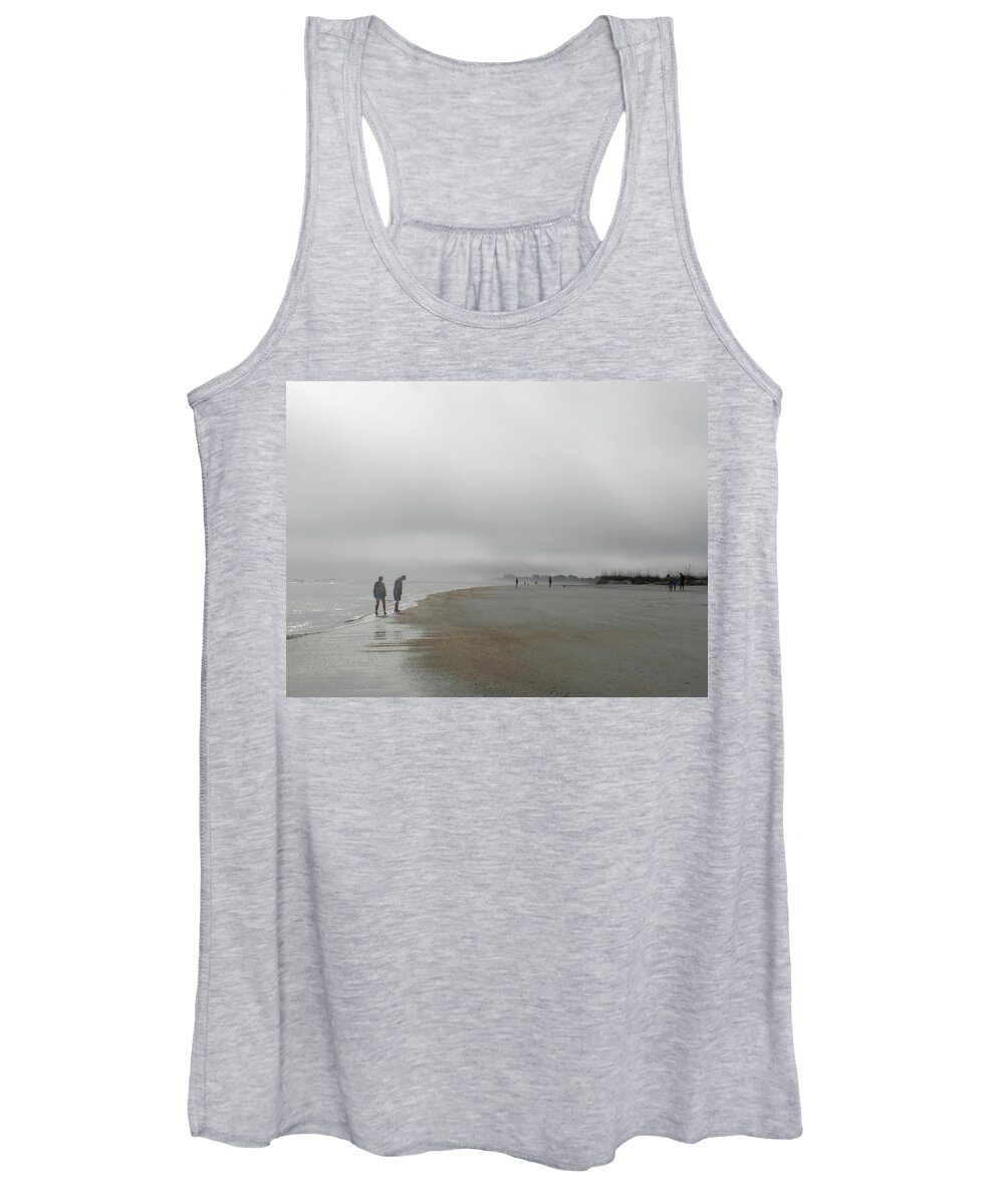 Beach Women's Tank Top featuring the photograph Morning Beach Walk by Deborah Ferree