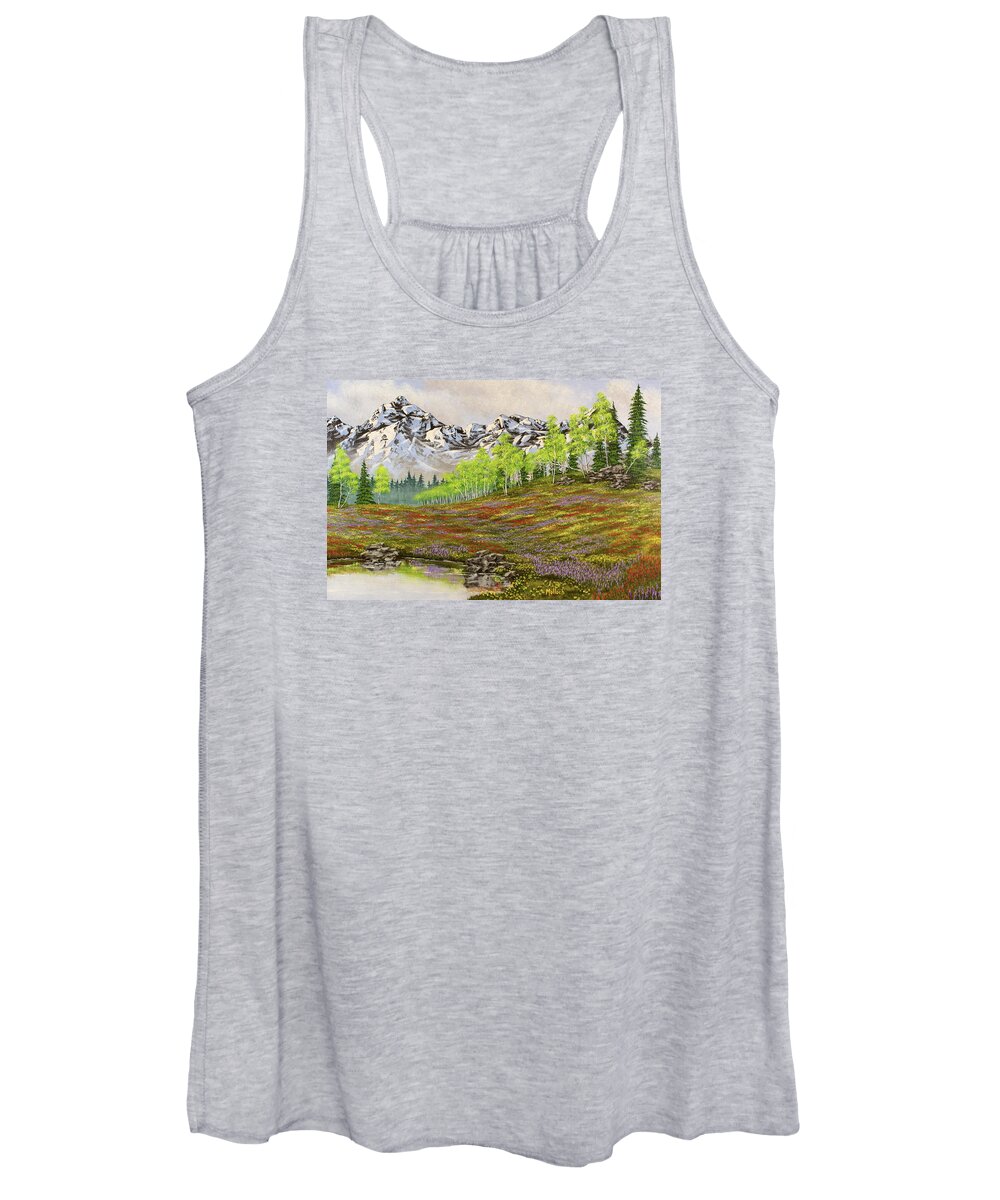 Mountain Meadow Women's Tank Top featuring the painting Mountain Meadow by Jack Malloch
