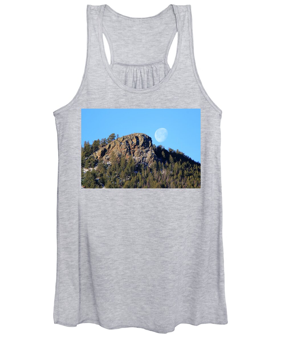 Setting Moon Women's Tank Top featuring the photograph Mountain Moonset by Shane Bechler