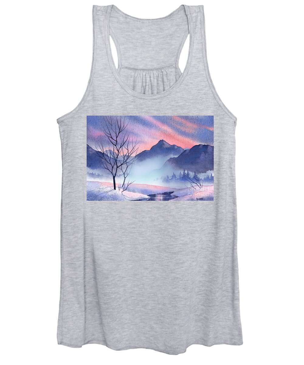 Mountain Silhouette Women's Tank Top featuring the painting Mountain Silhouette by Teresa Ascone