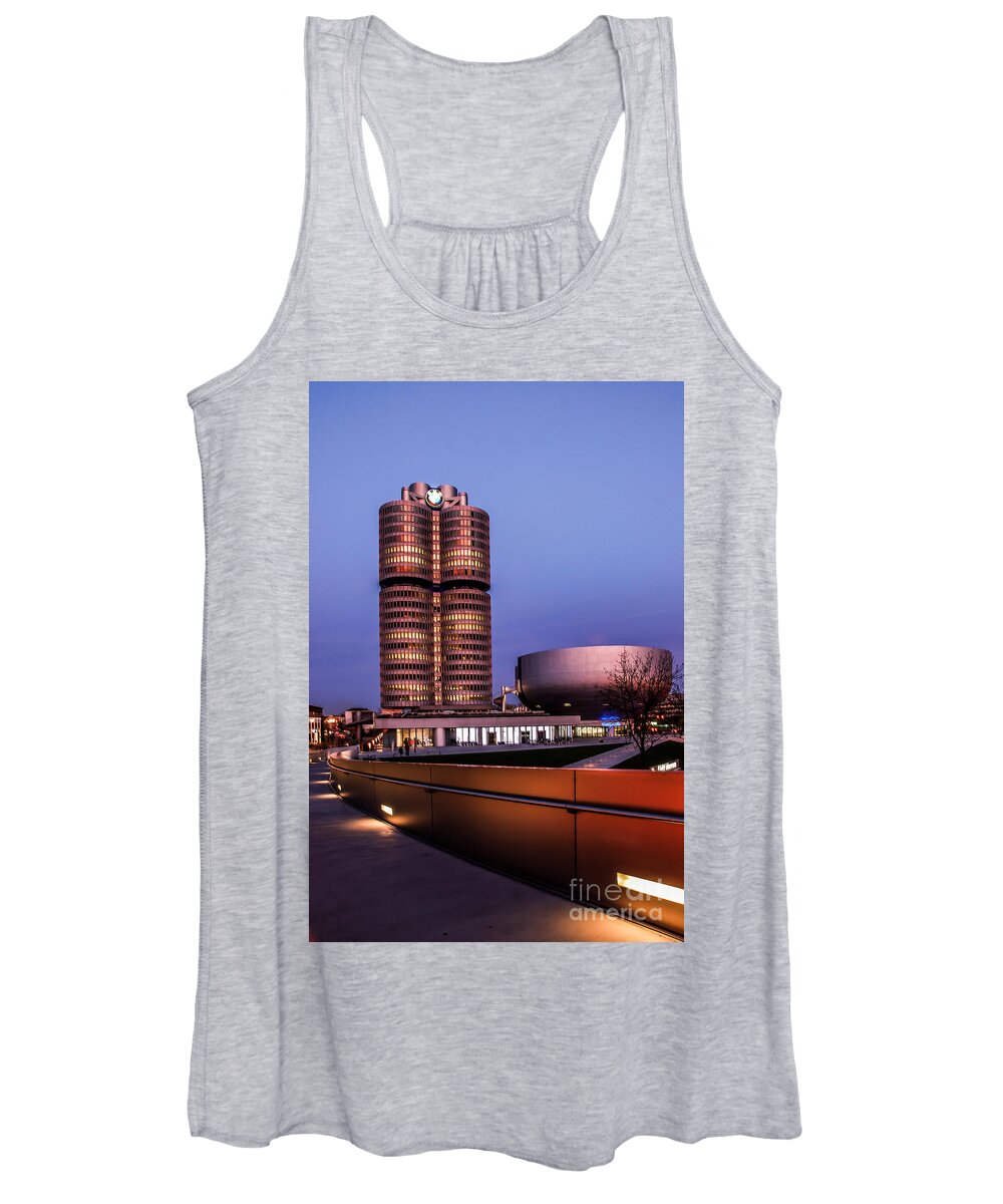 Architecture Women's Tank Top featuring the photograph munich - BMW office - vintage by Hannes Cmarits