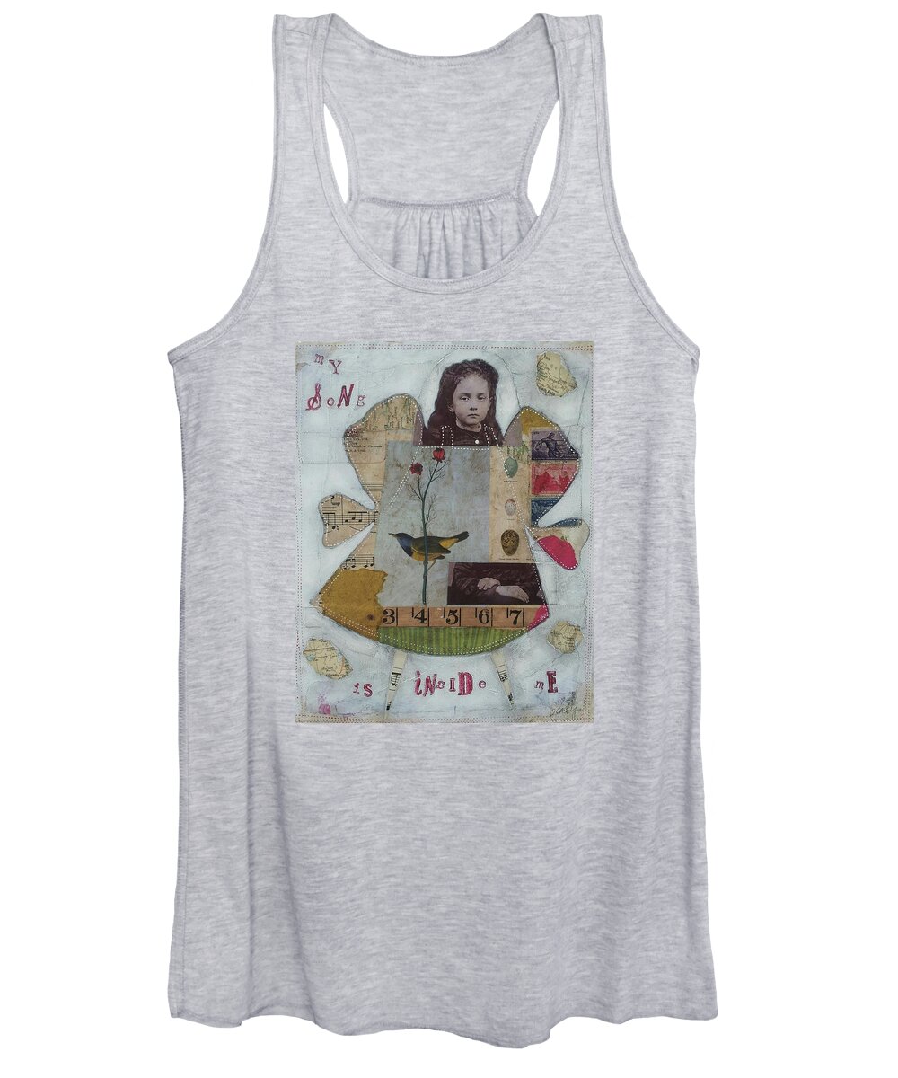 Mixed Media Women's Tank Top featuring the painting My Song is Inside Me by Casey Rasmussen White