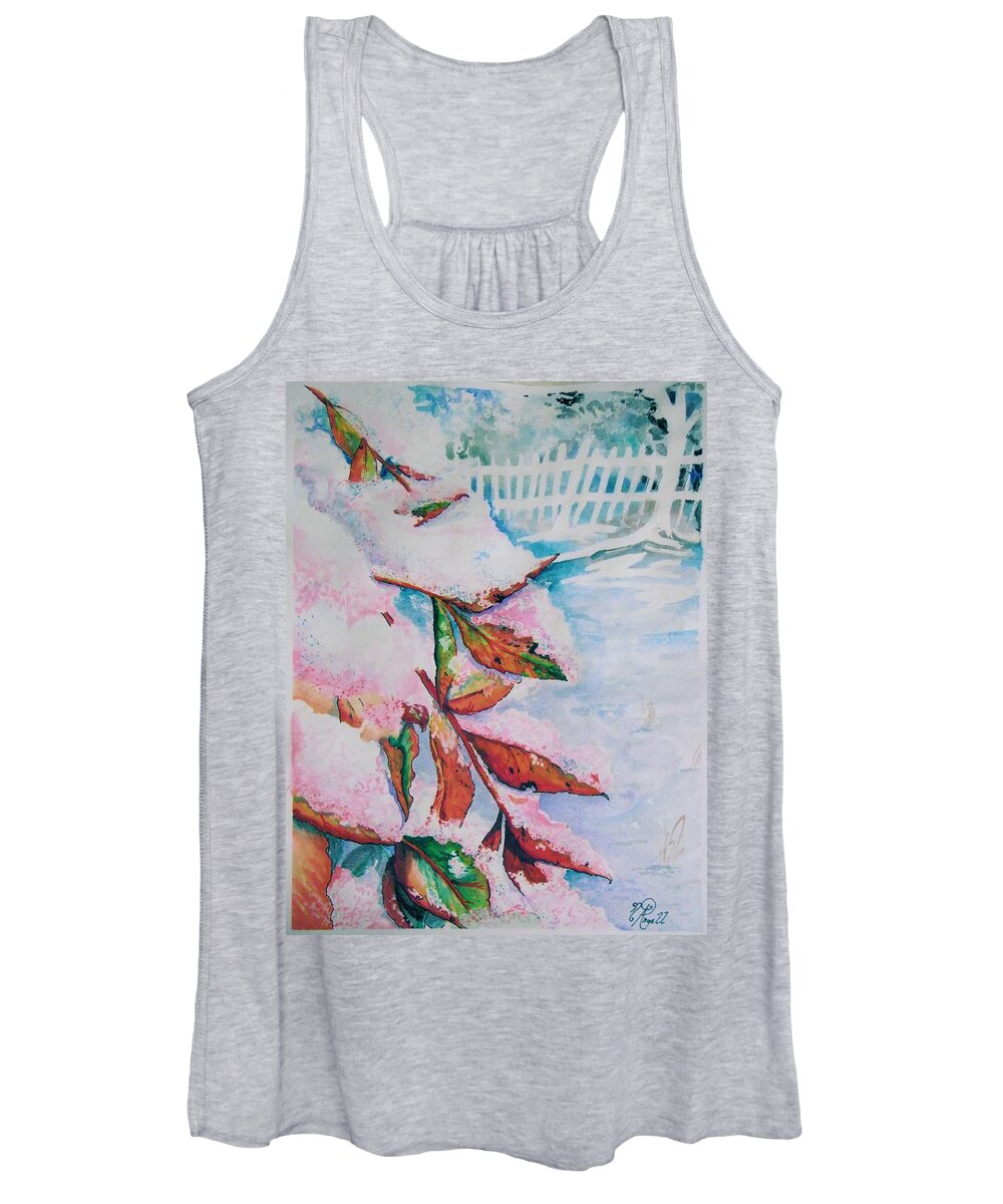 Nandina Women's Tank Top featuring the painting Nandina in Snow by Nicole Angell