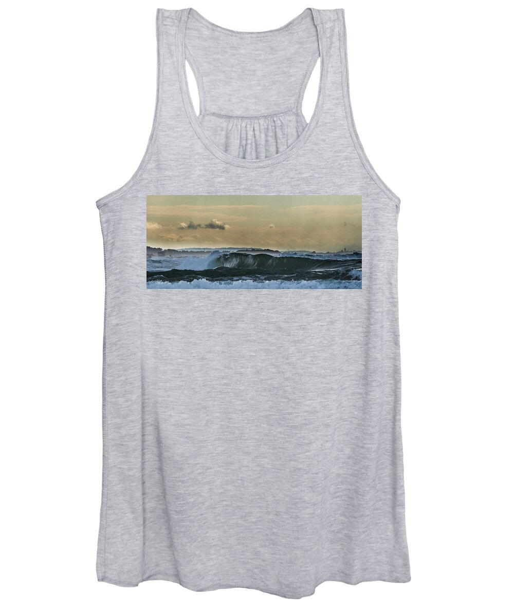 Seascape Coastal Storm Women's Tank Top featuring the photograph Ninth Wave Mediterranean by Michael Goyberg