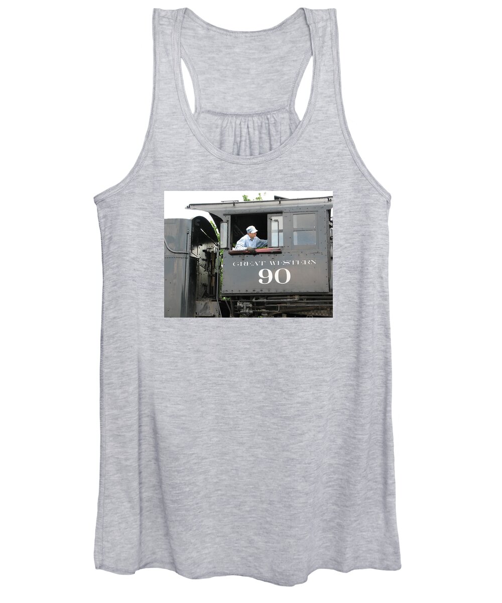 Trains Women's Tank Top featuring the digital art No. 90 Cab by Lin Grosvenor