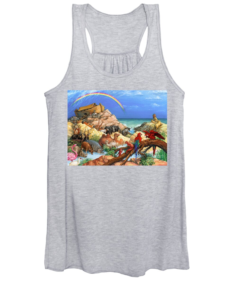 Biblical Women's Tank Top featuring the painting Noah and the Ark by Randy Wollenmann