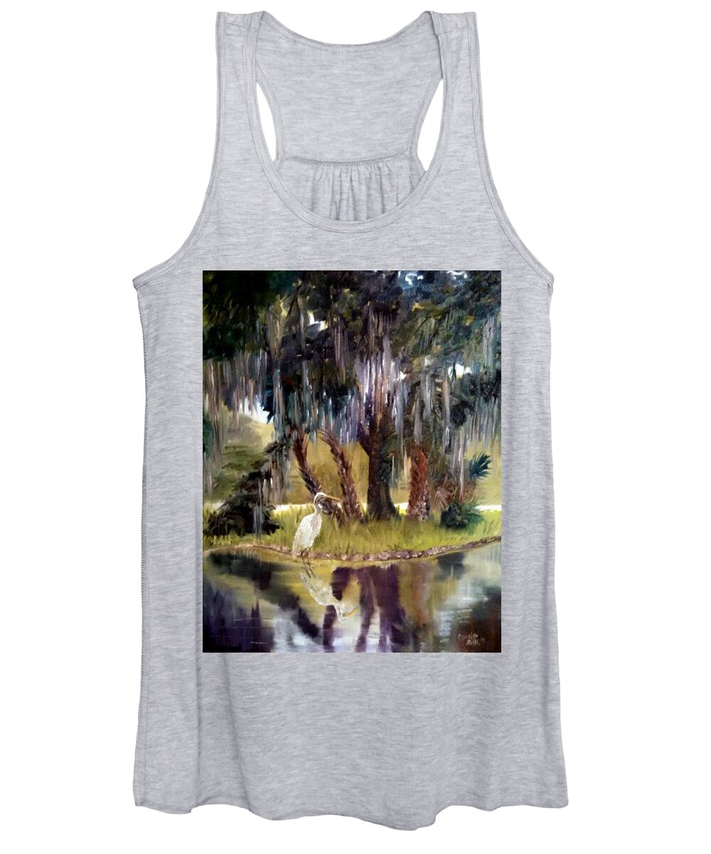 Oil Painting Women's Tank Top featuring the painting Oasis in the Oaks by Connie Rish