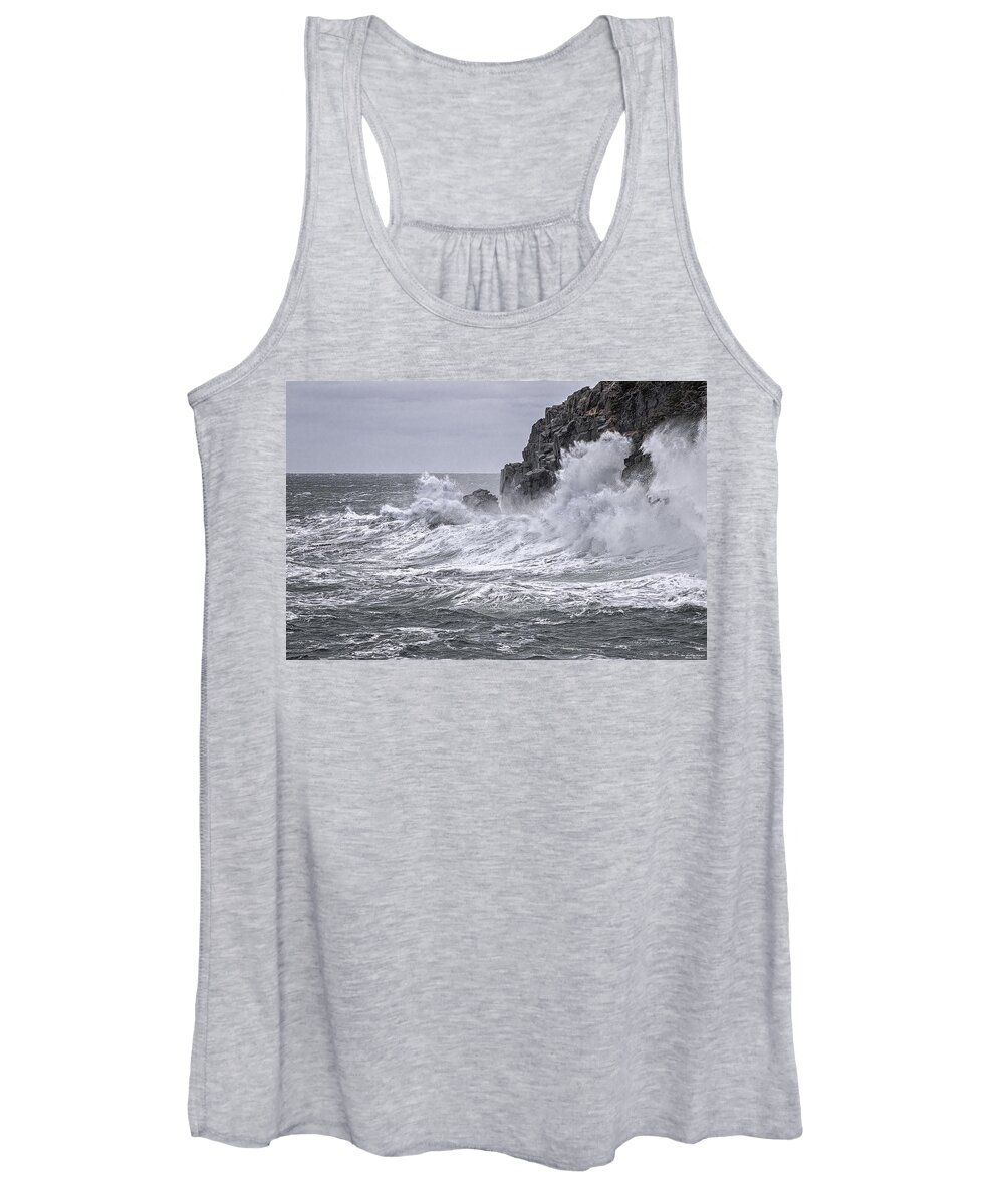 Quoddy Head State Park Women's Tank Top featuring the photograph Ocean Surge at Gulliver's by Marty Saccone