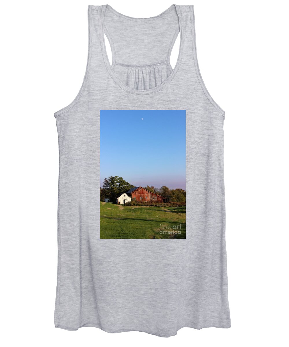 Barn Women's Tank Top featuring the photograph Old Barn at Sunset by Karen Adams
