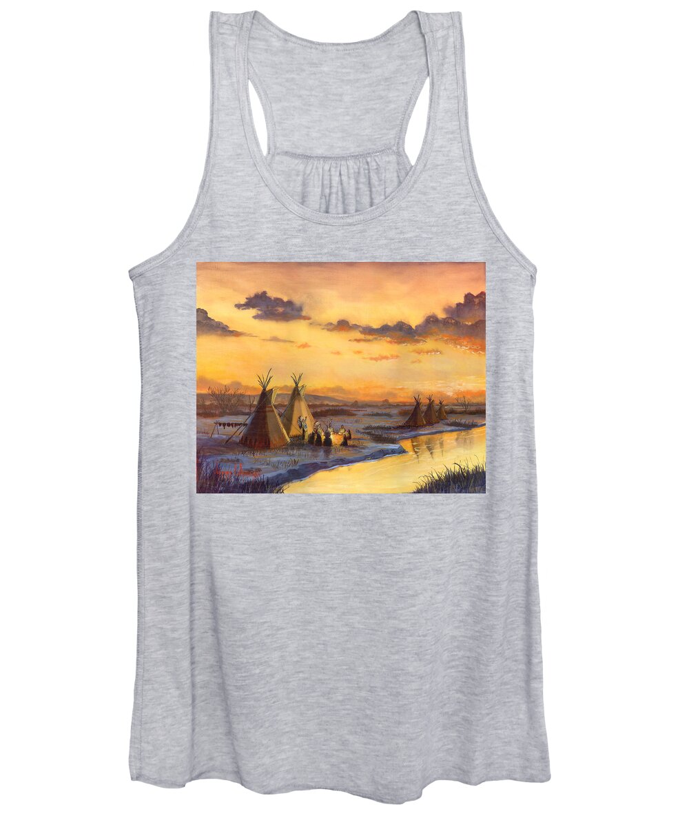 Oil Painting Women's Tank Top featuring the painting Old Friends New Stories by Jeff Brimley