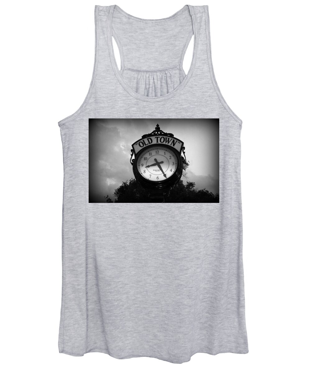 Clock Women's Tank Top featuring the photograph Old Town Clock by Laurie Perry
