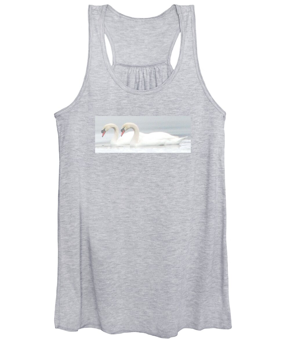 Swans Women's Tank Top featuring the photograph On A Misty Morning by Angela Davies