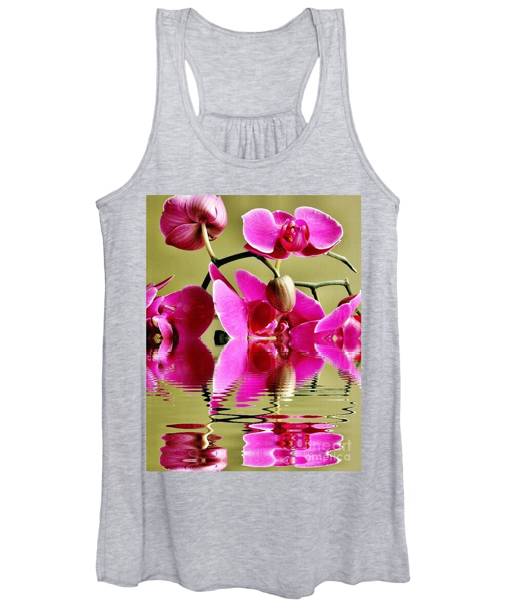 Orchid Women's Tank Top featuring the photograph Orchid Reflection by Judy Palkimas