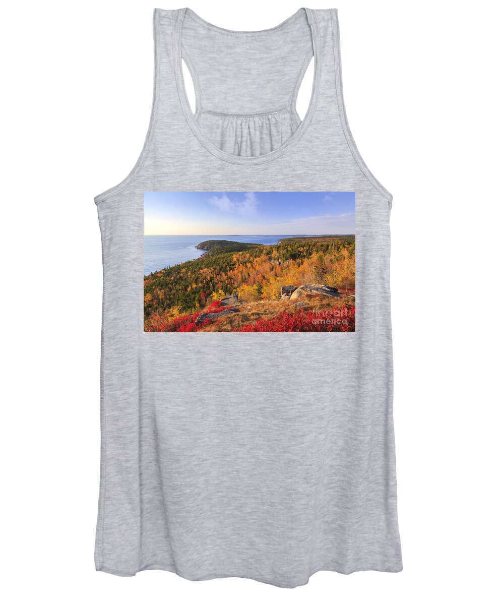 Autumn Women's Tank Top featuring the photograph Otter Point from Gorham Mountain in Autumn Acadia National Park by Ken Brown