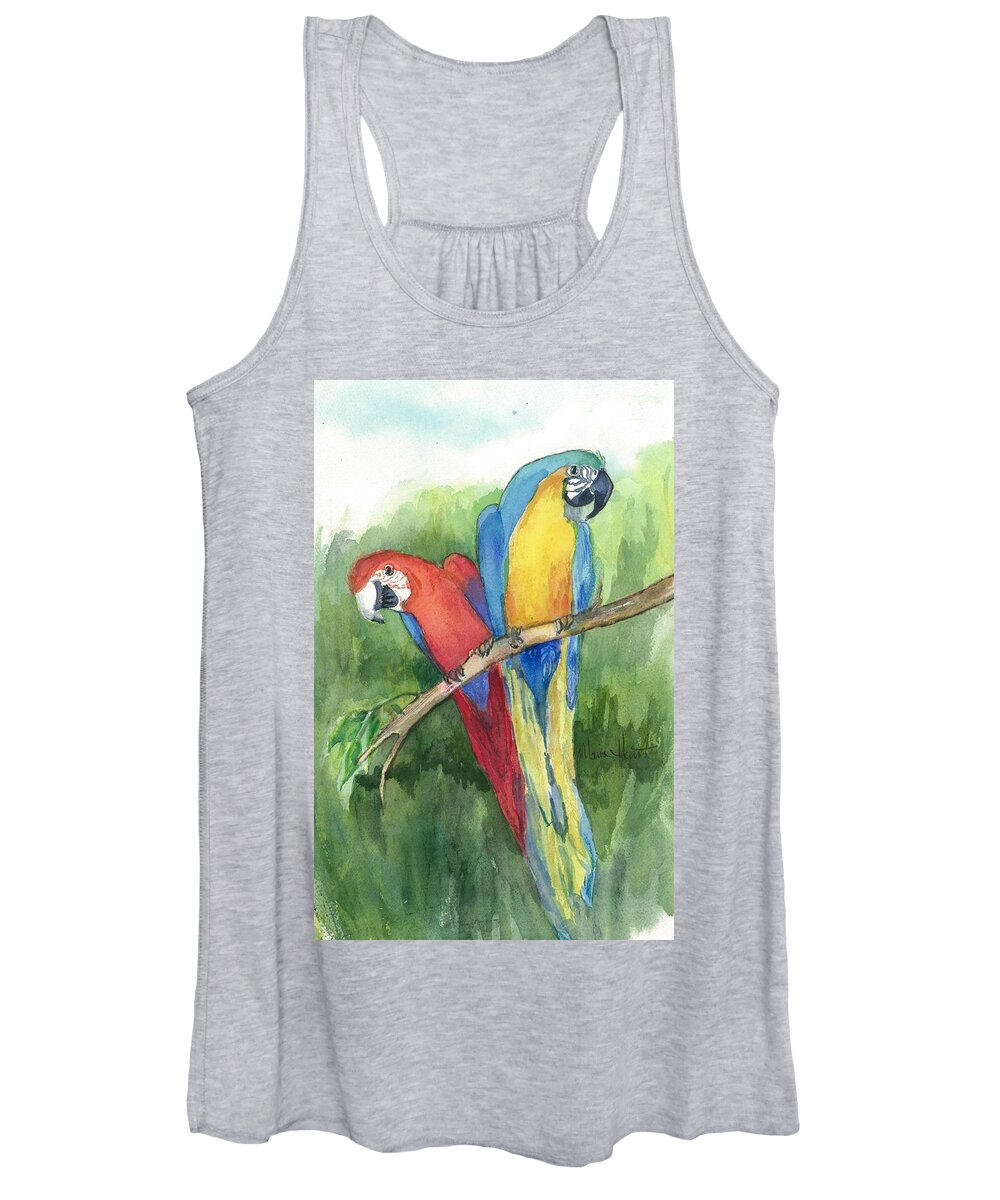 Birds Women's Tank Top featuring the painting Lunch in the Wild by Maria Hunt