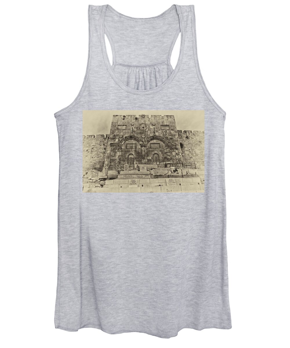 Israel Women's Tank Top featuring the photograph Outside The Eastern Gate Old City Jerusalem by Mark Fuller