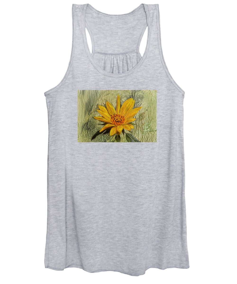 Sunflower Women's Tank Top featuring the photograph Painterly Sunflower by Sandi OReilly