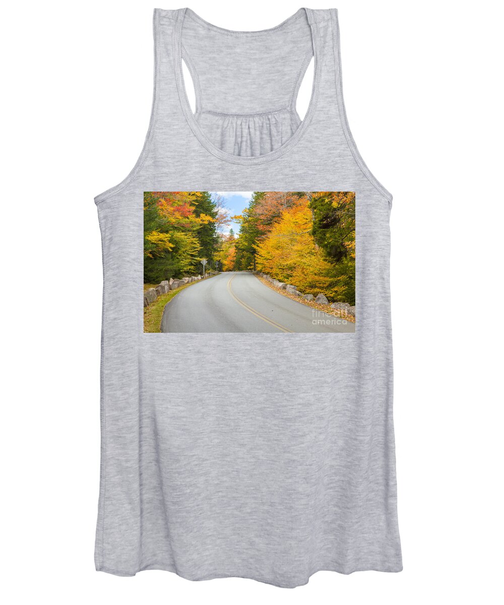 Autumn Women's Tank Top featuring the photograph Park Loop Road in Autumn Acadia National Park Maine by Ken Brown