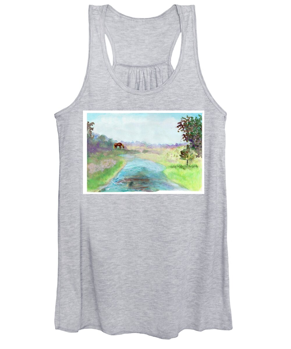 C Sitton Painting Paintings Women's Tank Top featuring the painting Peaceful Day by C Sitton