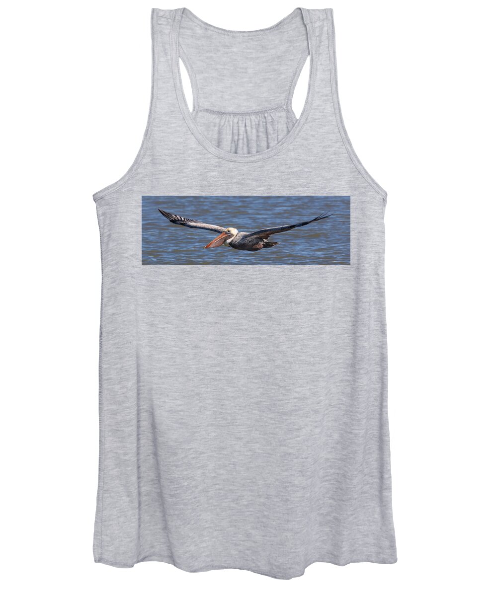 Pelican Women's Tank Top featuring the photograph Pelican in Flight by Patricia Schaefer