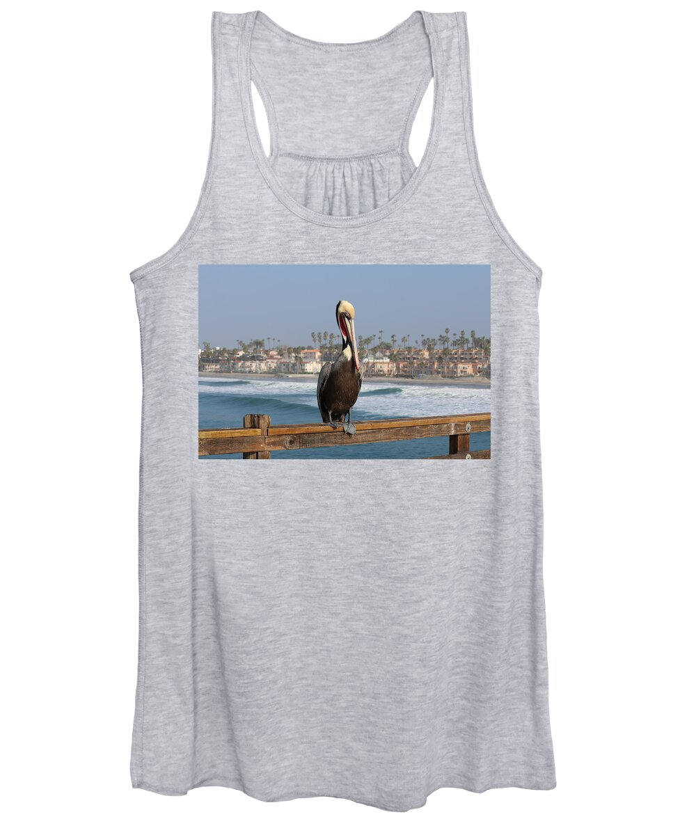 Wild Women's Tank Top featuring the photograph Perched on the Pier by Christy Pooschke