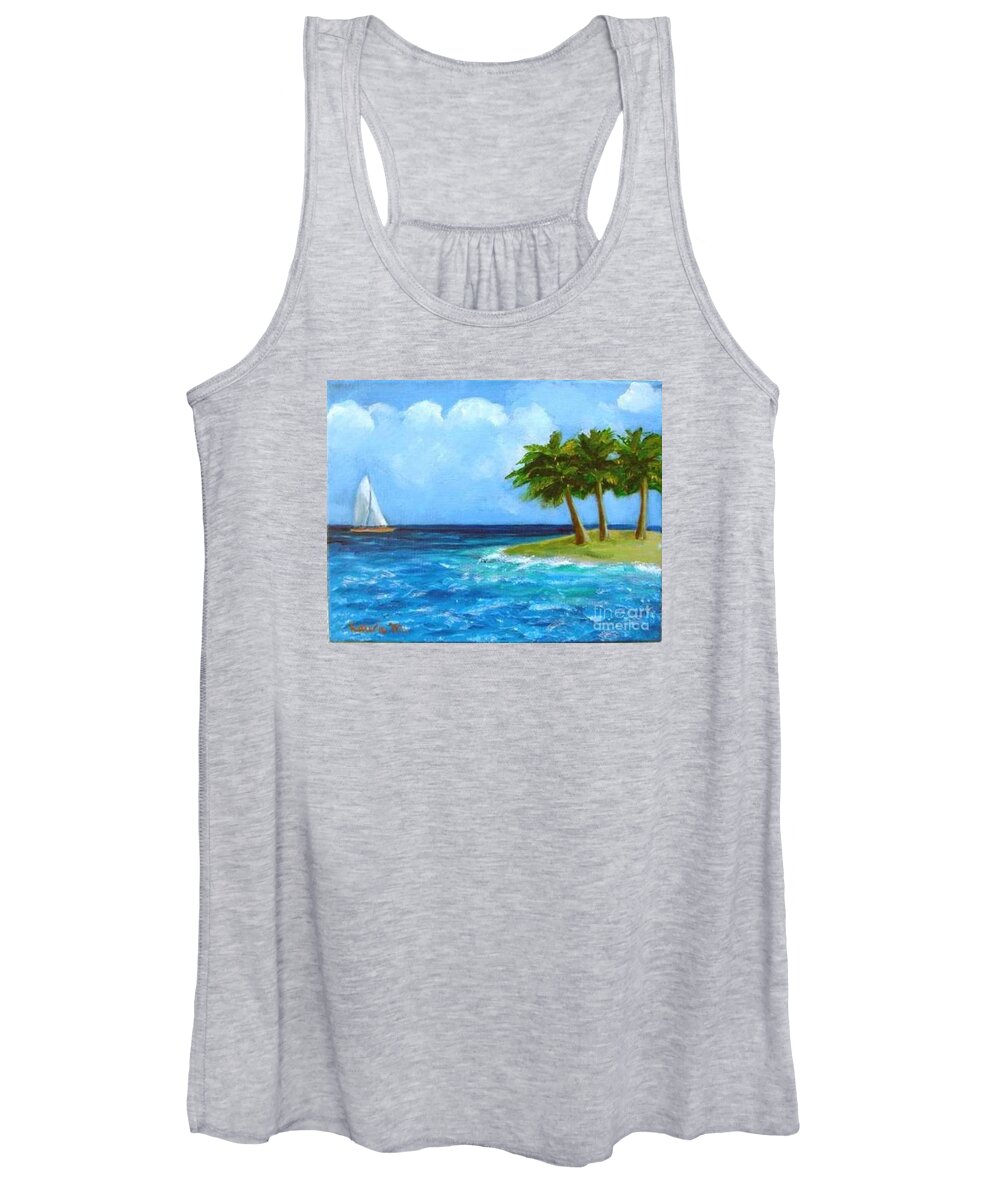 Boats Women's Tank Top featuring the painting Perfect Sailing Day by Laurie Morgan
