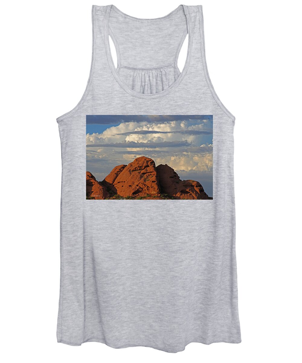 Phoenix Papago Park With Thunderstorm Women's Tank Top featuring the photograph Phoenix Papago Park With Thunderstorm by Tom Janca