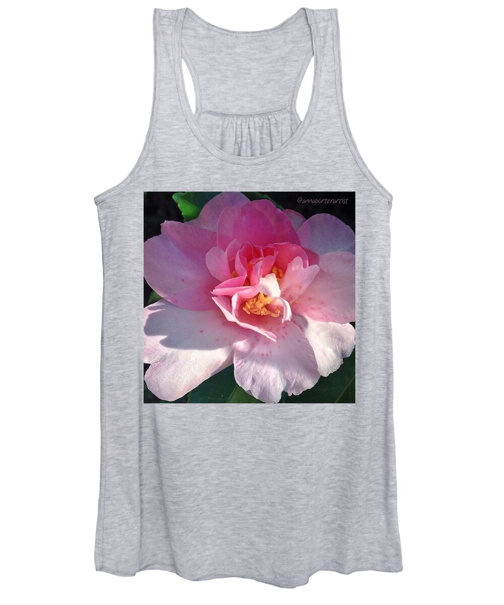 Pure_photos_flowers Women's Tank Top featuring the photograph Pink Camellia, Morning Light by Anna Porter